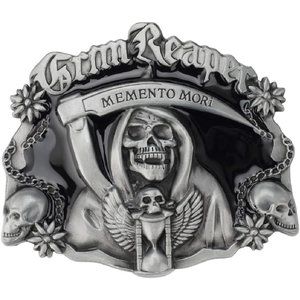 Men Grim Reaper Gothic Skull Wings Western Cowboy Belt Buckle
